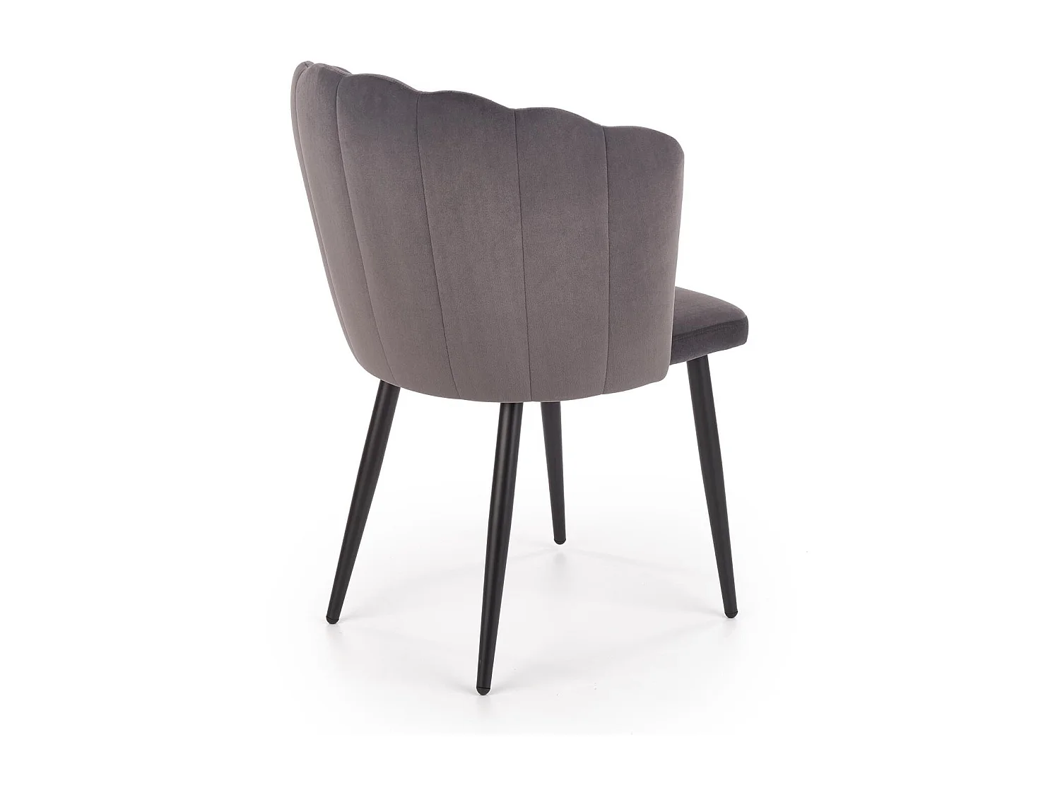 Chaise de salle à manger en velours gris avec pieds métal noir Blois