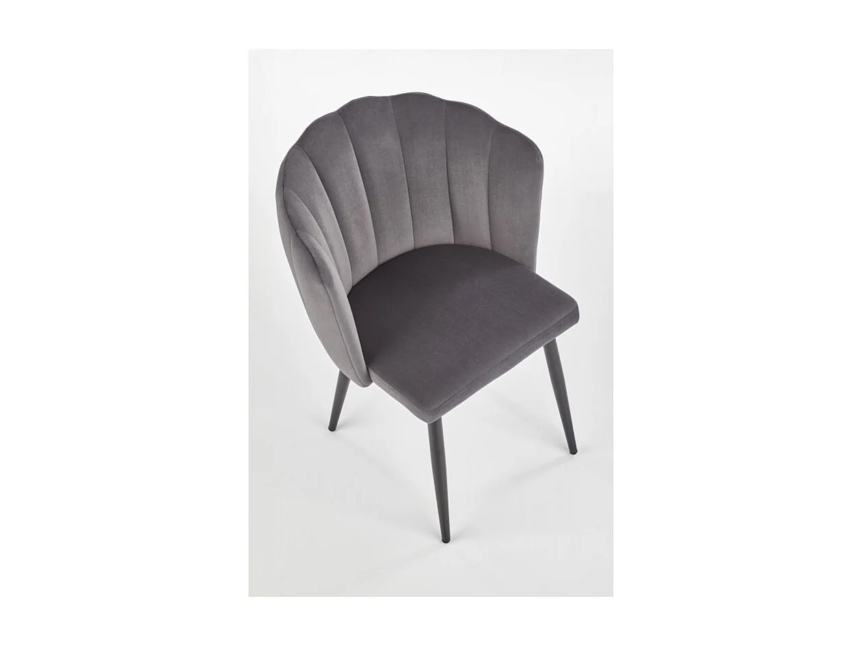 Chaise de salle à manger en velours gris avec pieds métal noir Blois