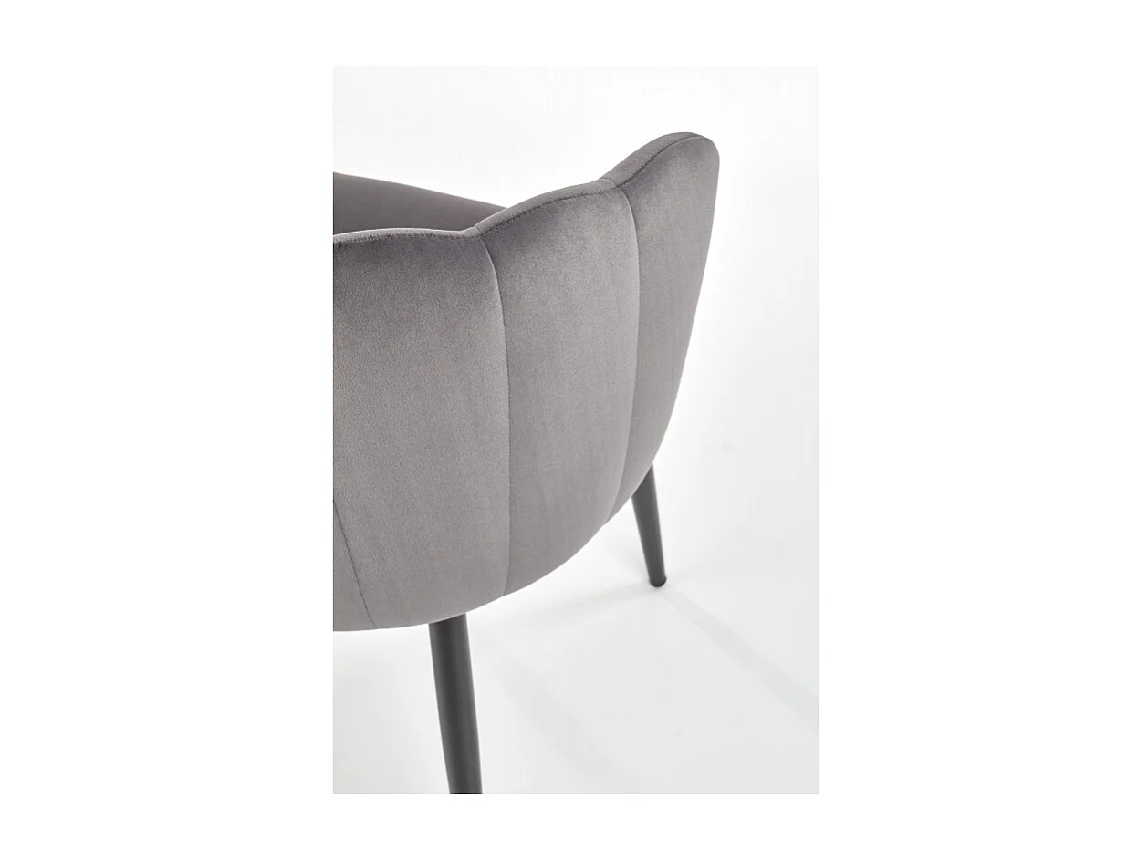 Chaise de salle à manger en velours gris avec pieds métal noir Blois