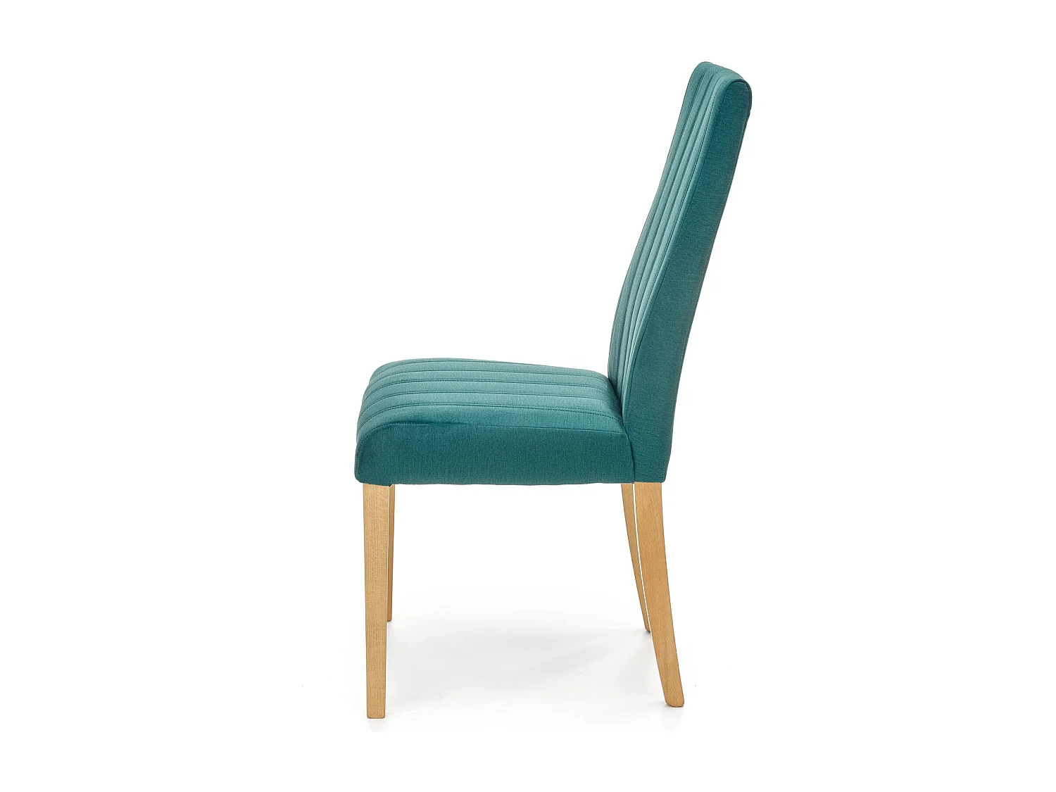 Silla acolchada de terciopelo verde KINTARO con patas de madera maciza