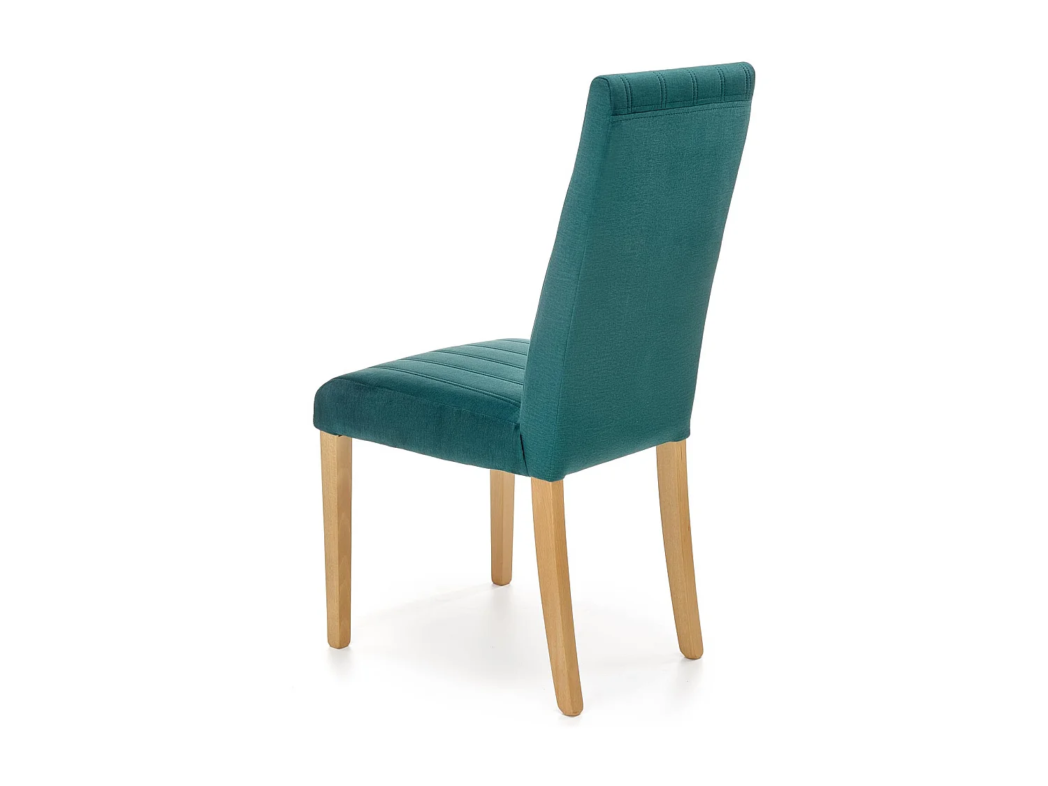 Silla acolchada de terciopelo verde KINTARO con patas de madera maciza