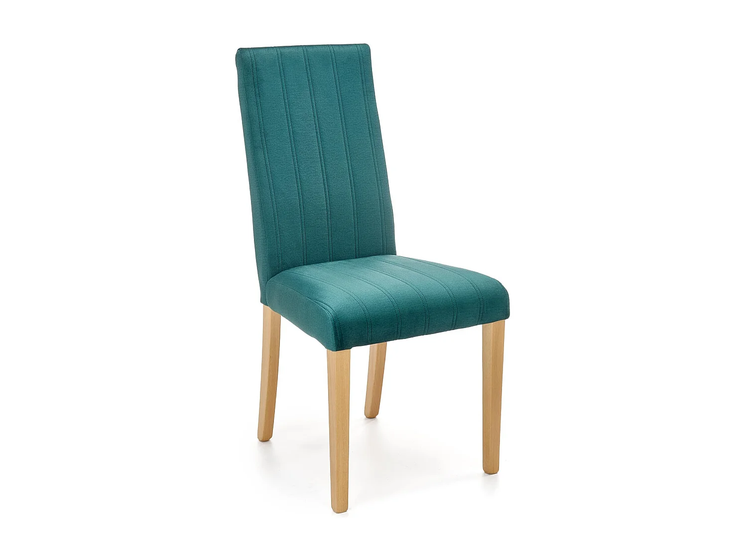 Silla acolchada de terciopelo verde KINTARO con patas de madera maciza