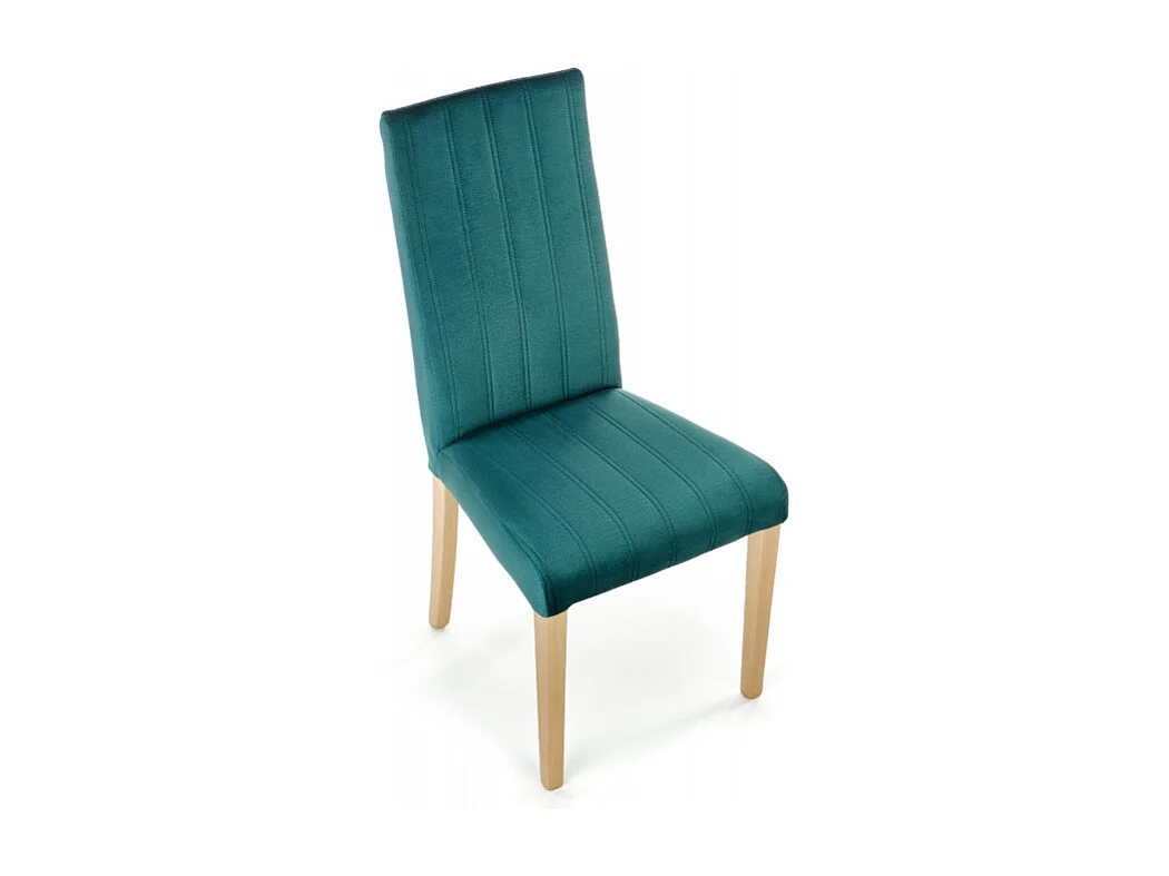 Silla acolchada de terciopelo verde KINTARO con patas de madera maciza