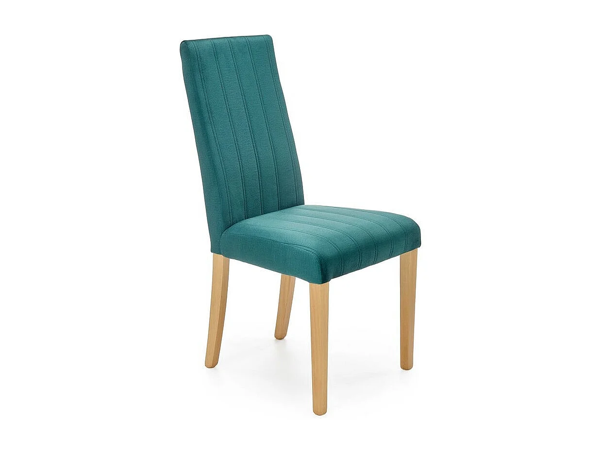 Chaise en velours vert matelassé avec pieds en bois massif KINTARO
