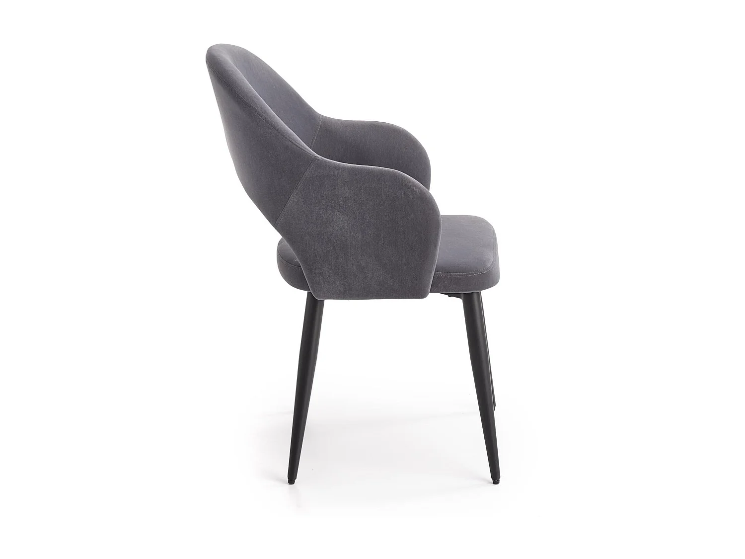 Chaise de salle à manger en velours gris avec pieds en acier noir UNIK