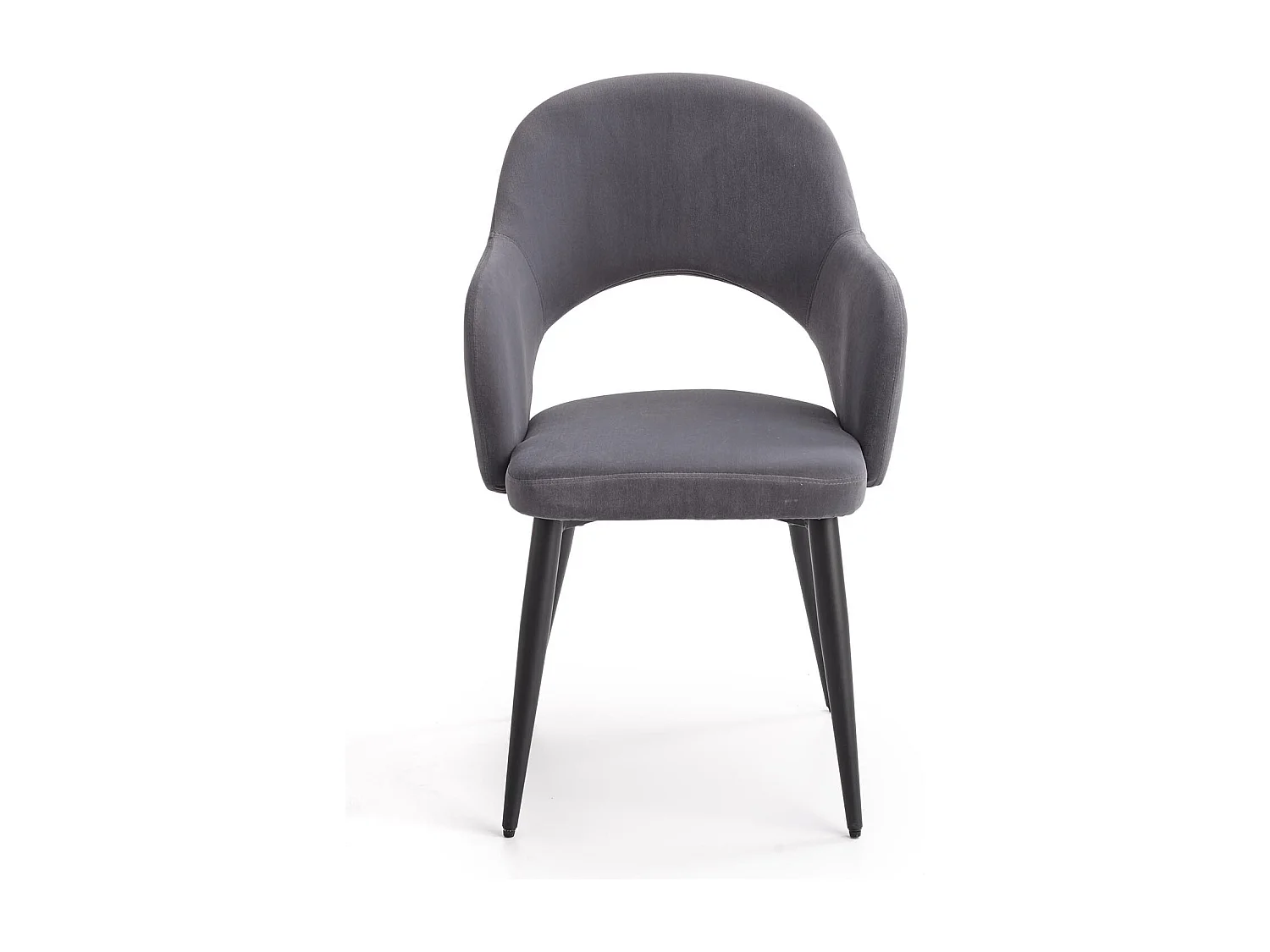 Chaise de salle à manger en velours gris avec pieds en acier noir UNIK