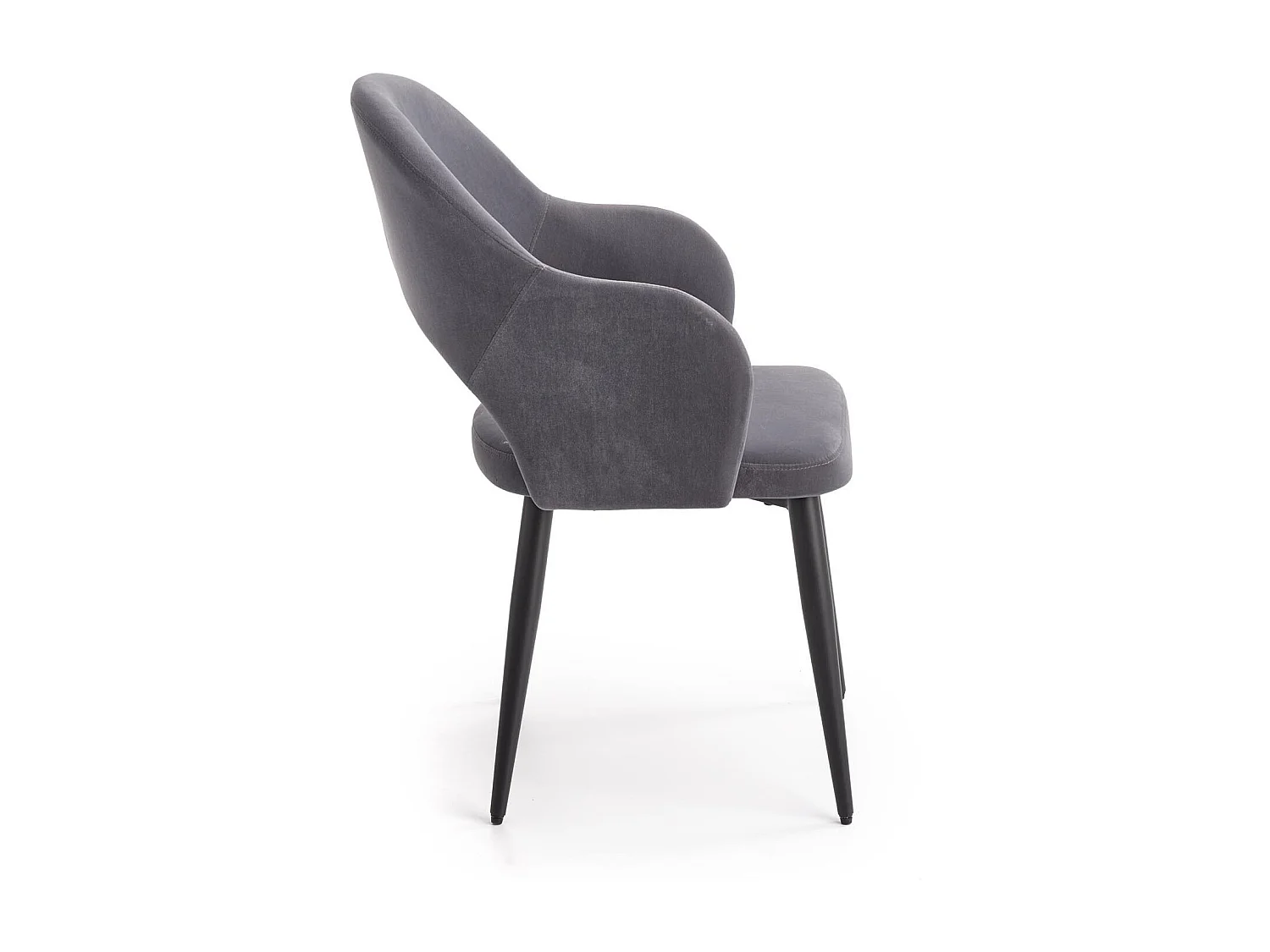 Chaise de salle à manger en velours gris avec pieds en acier noir UNIK