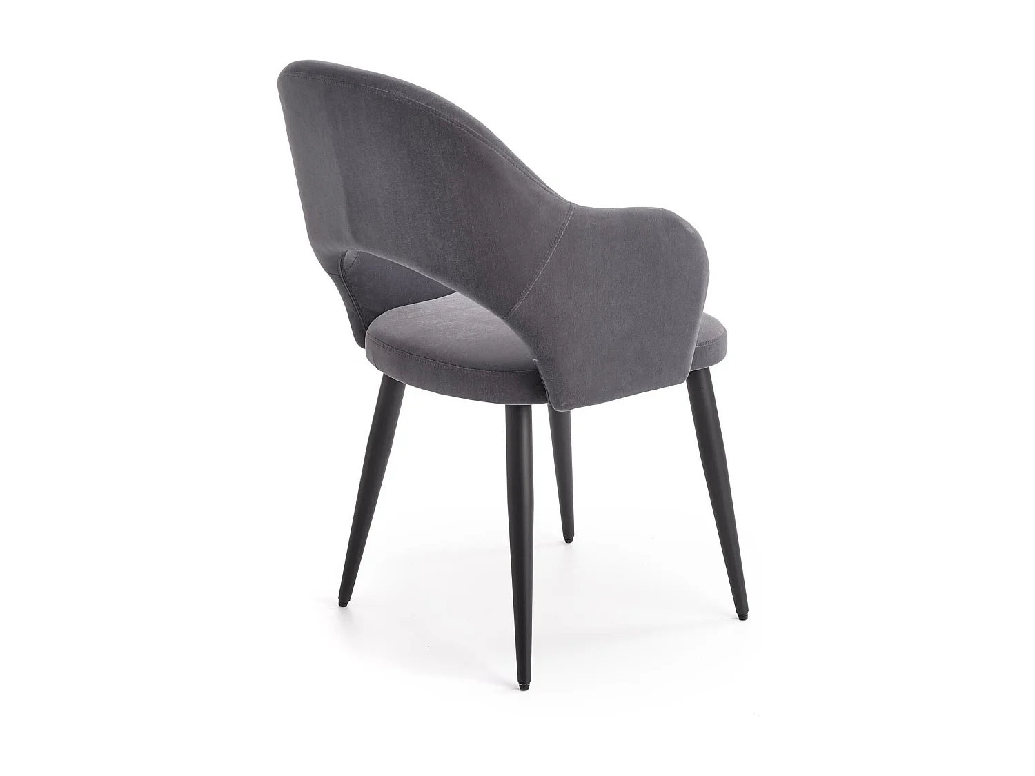 Chaise de salle à manger en velours gris avec pieds en acier noir UNIK