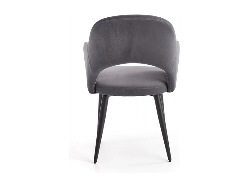 Chaise de salle à manger en velours gris avec pieds en acier noir UNIK