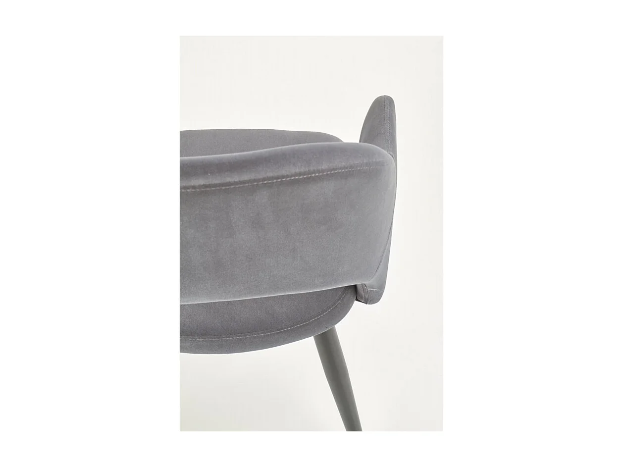 Chaise de salle à manger en velours gris avec pieds en acier noir UNIK