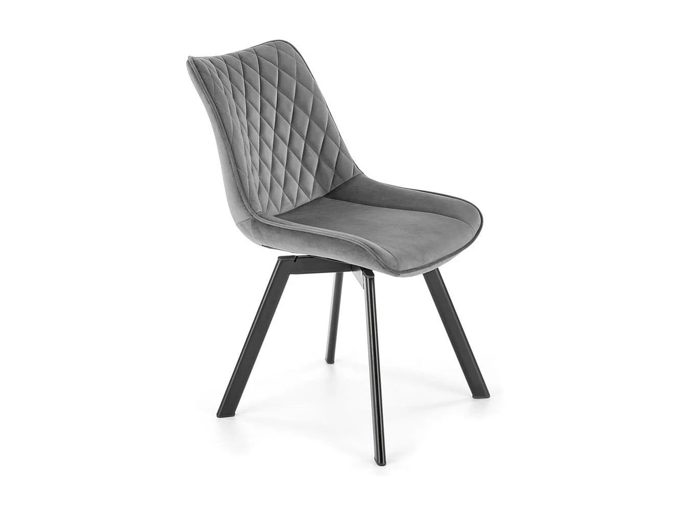 Sedia di design Jovil in metallo nero e velluto grigio