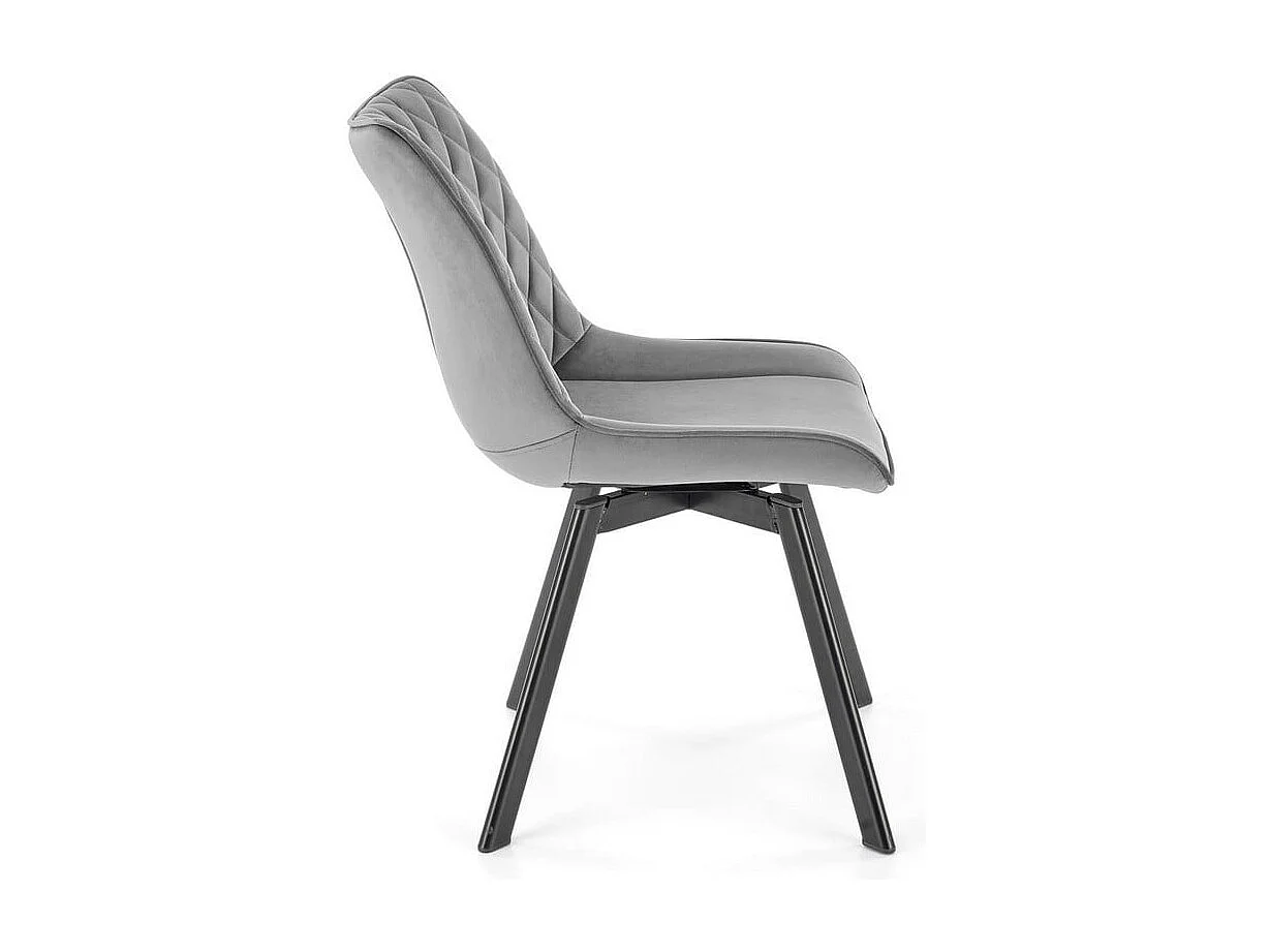 Sedia di design Jovil in metallo nero e velluto grigio