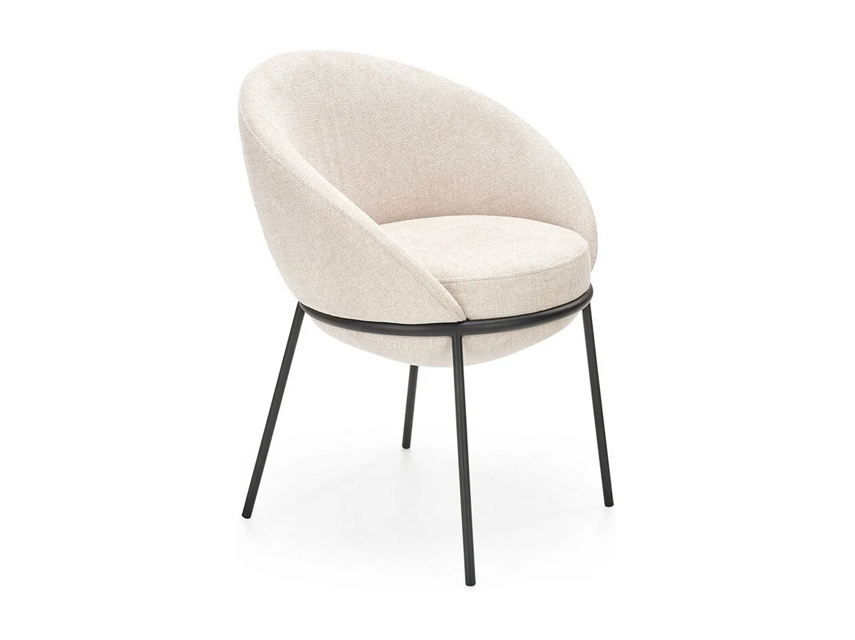 Sedia GROIX in tessuto beige con struttura in metallo