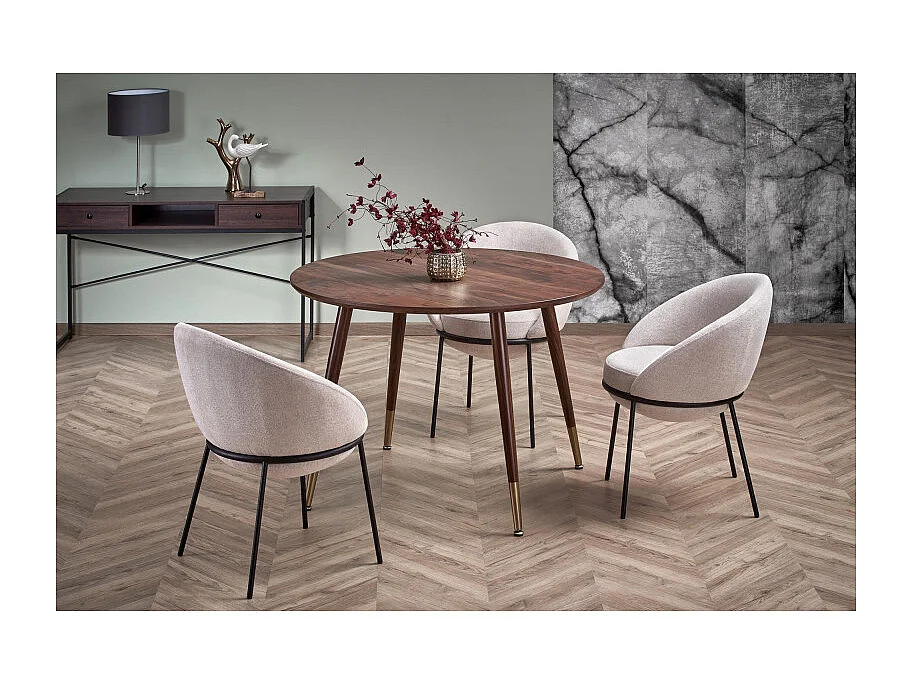Sedia GROIX in tessuto beige con struttura in metallo