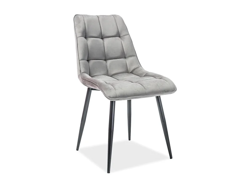 Silla de diseño Harriet de terciopelo gris con patas negras