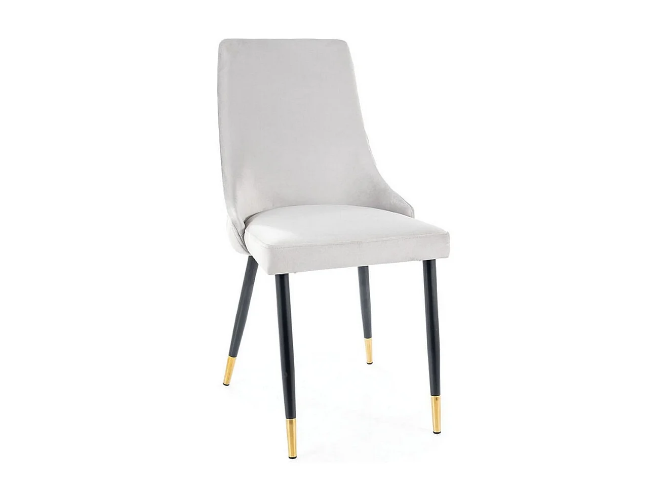 Silla de diseño Sommer de metal negro y dorado y terciopelo gris claro