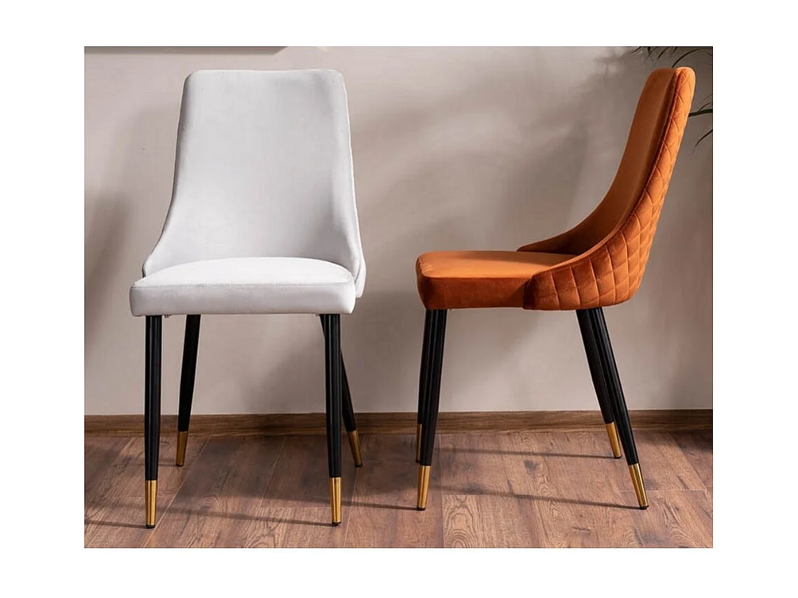 Silla de diseño Sommer de metal negro y dorado y terciopelo gris claro