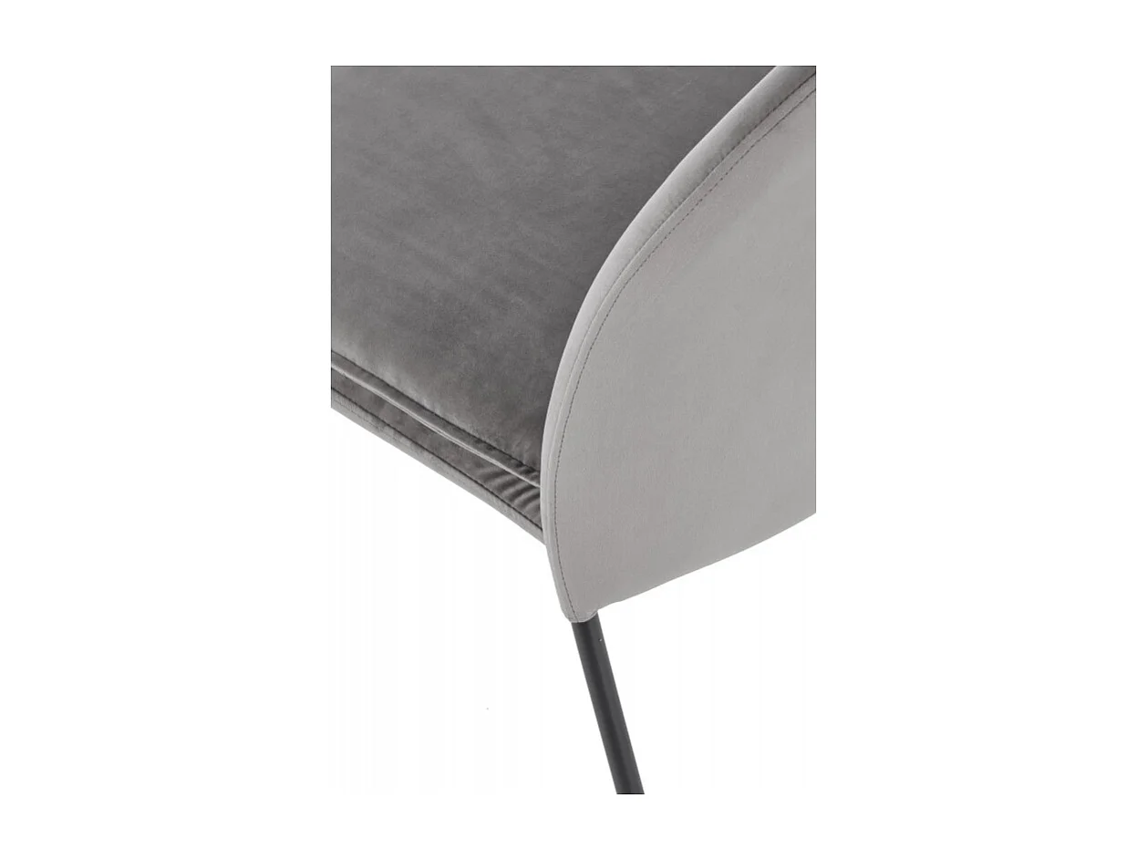 Chaise en velours gris avec fins pieds en métal noir MEET