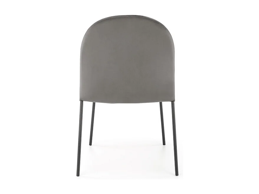 Silla de terciopelo gris con finas patas de metal negro MEET