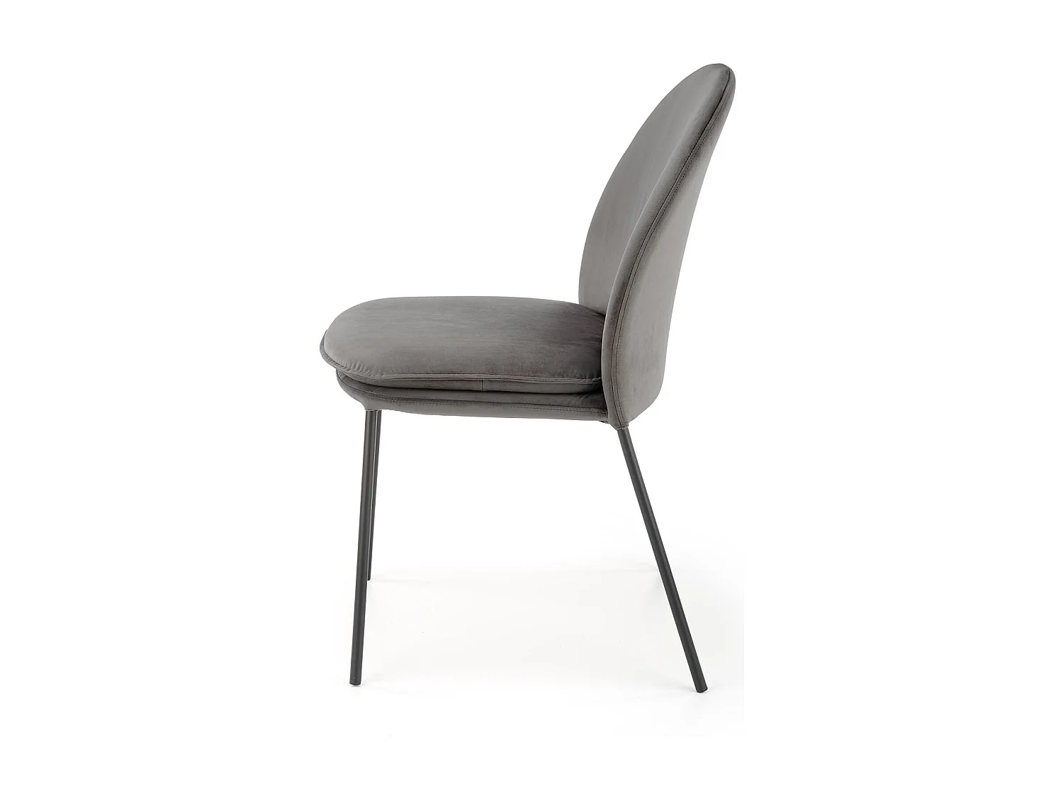 Sedia in velluto grigio con sottili gambe in metallo nero MEET