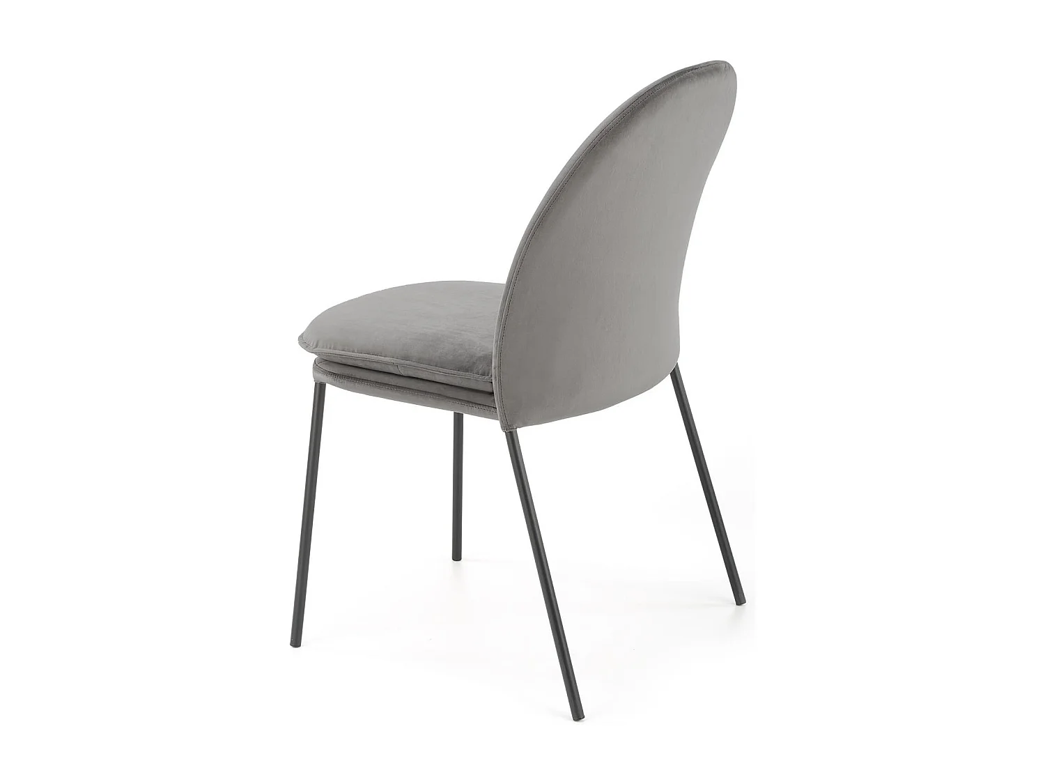 Sedia in velluto grigio con sottili gambe in metallo nero MEET