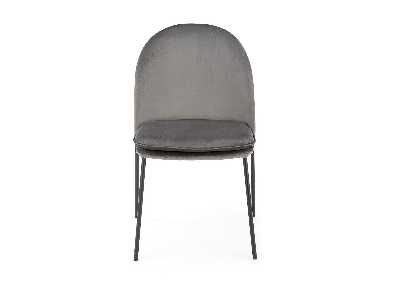 Sedia in velluto grigio con sottili gambe in metallo nero MEET