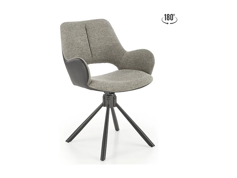 Silla giratoria Kasper de tela y piel ecológica