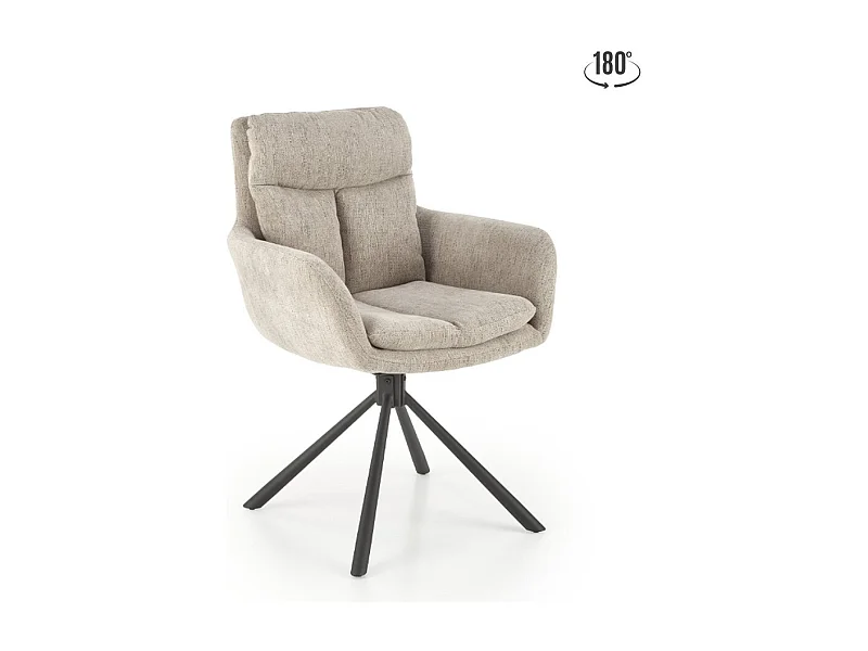 Silla giratoria de diseño tapizada en tela beige Edge