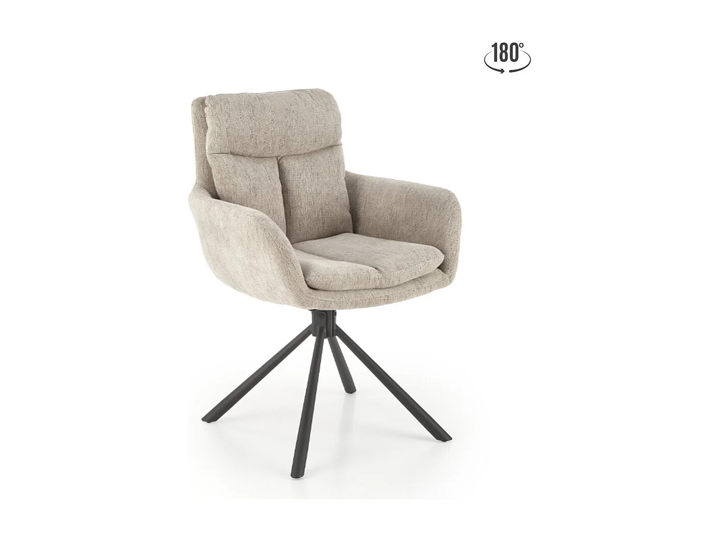 Silla giratoria de diseño tapizada en tela beige Edge