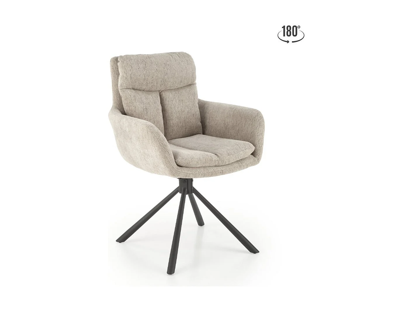 Chaise design rembourrée et pivotante en tissu beige Edge