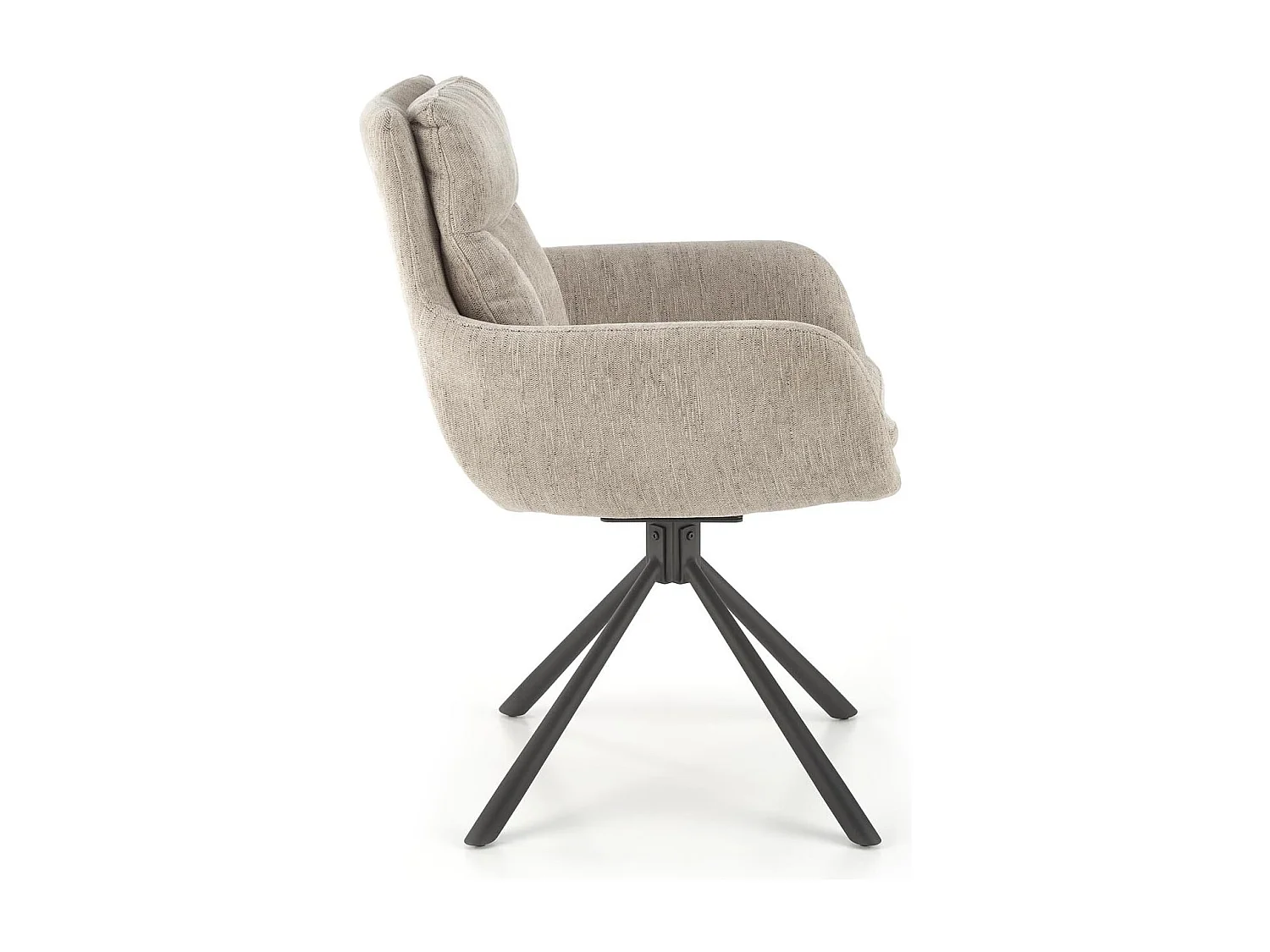 Chaise design rembourrée et pivotante en tissu beige Edge