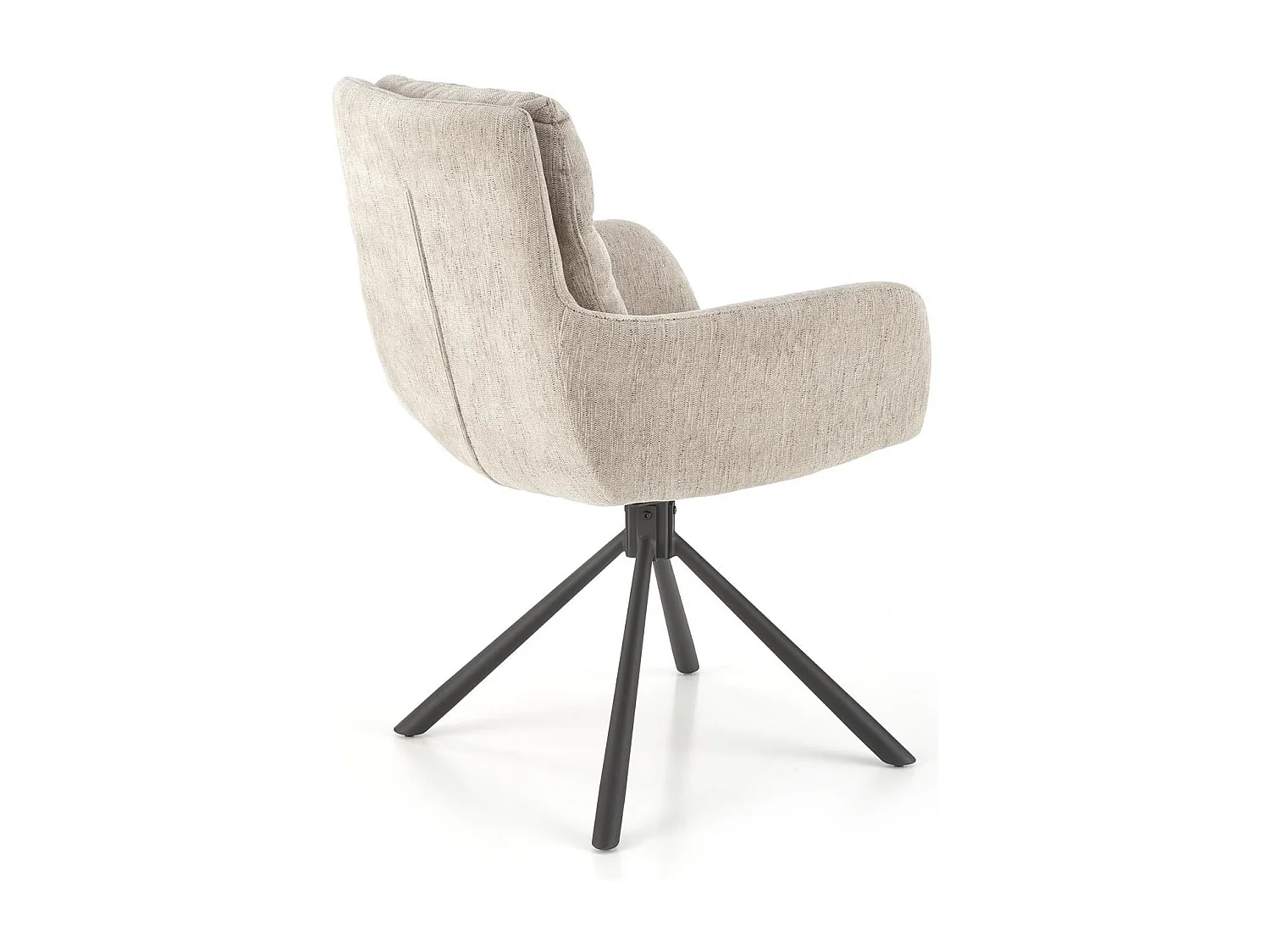 Chaise design rembourrée et pivotante en tissu beige Edge