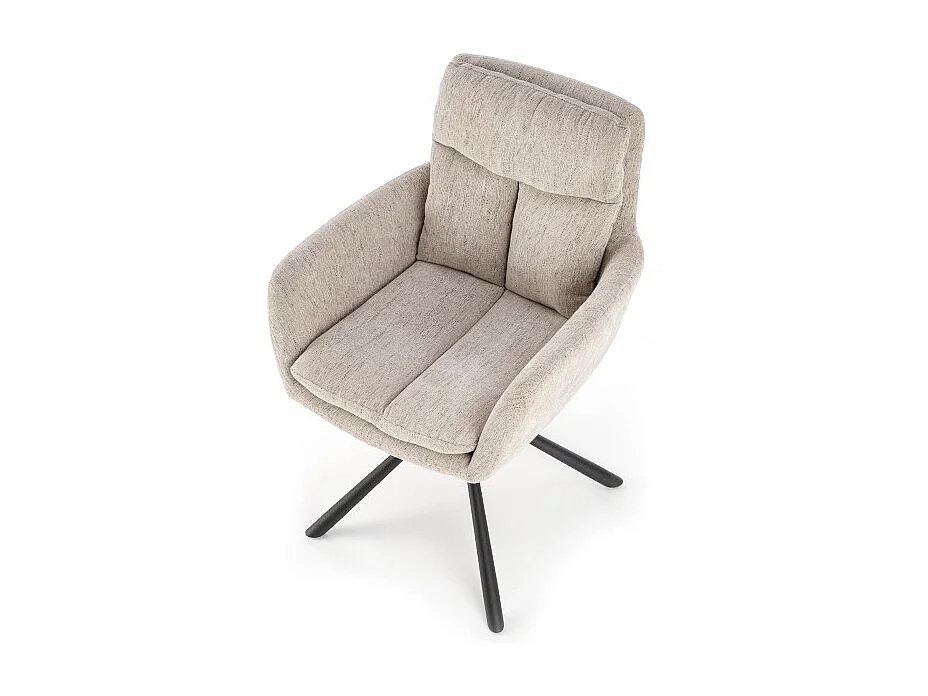 Chaise design rembourrée et pivotante en tissu beige Edge