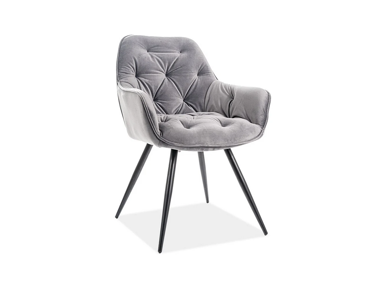 Chaise design métal noir et velours gris Umexa