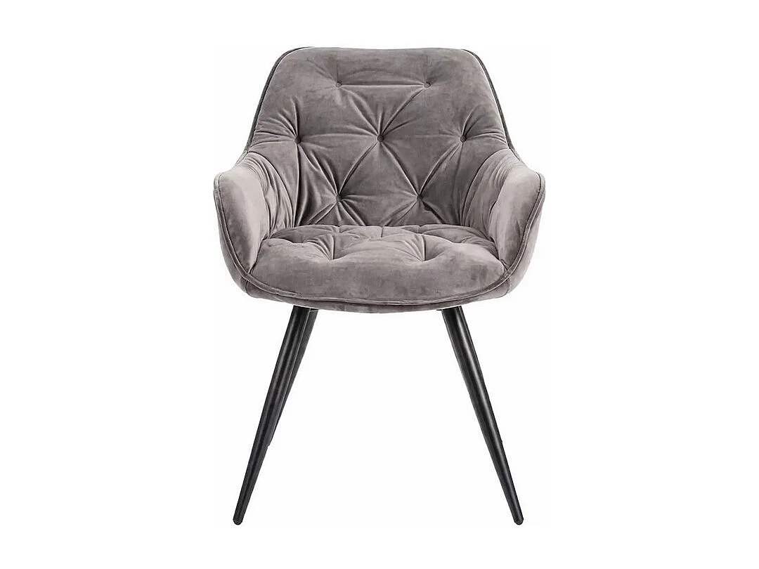 Chaise design métal noir et velours gris Umexa