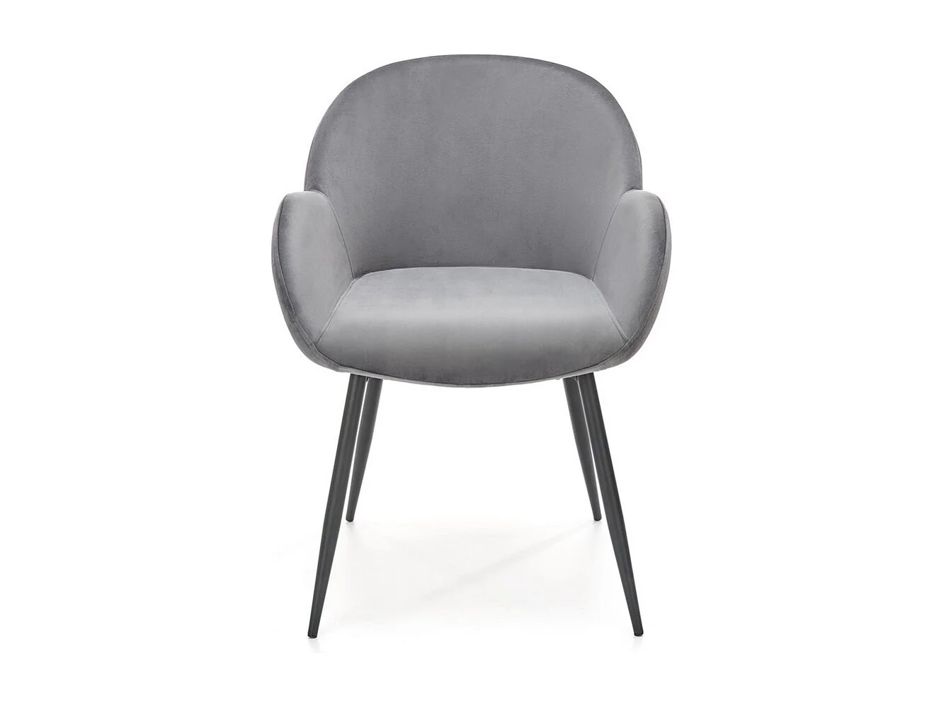 Chaise contemporaine en velours gris avec accoudoirs et pieds en métal noir DOVE