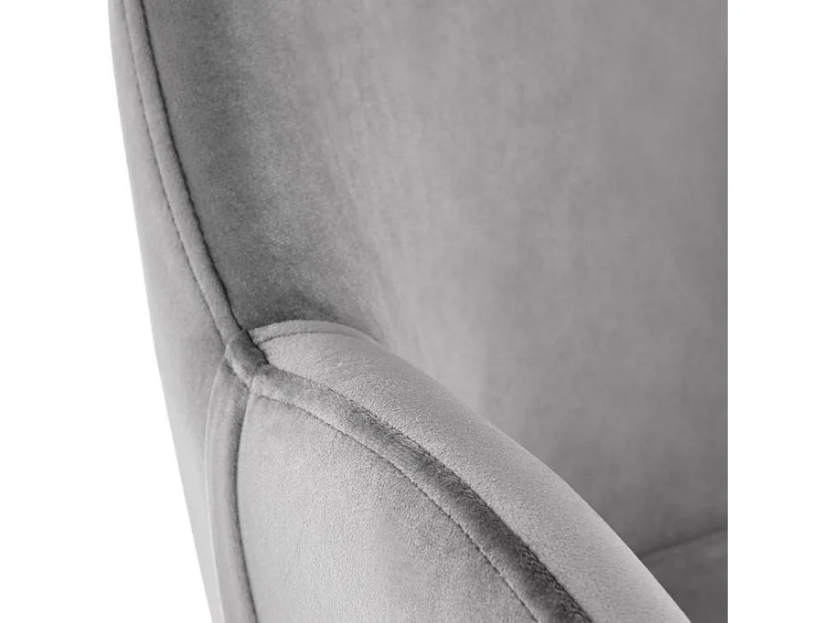 Chaise contemporaine en velours gris avec accoudoirs et pieds en métal noir DOVE