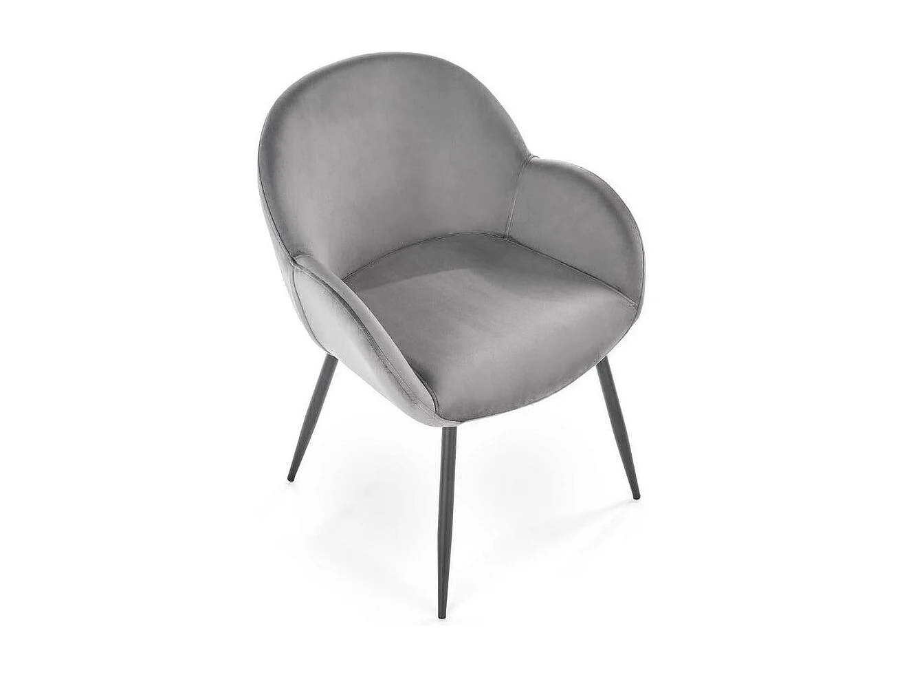 Chaise contemporaine en velours gris avec accoudoirs et pieds en métal noir DOVE