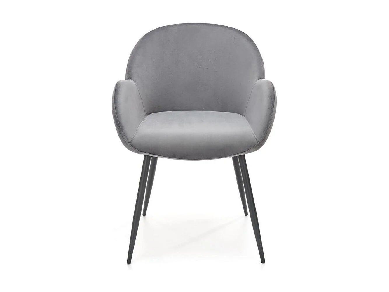 Chaise contemporaine en velours gris avec accoudoirs et pieds en métal noir DOVE