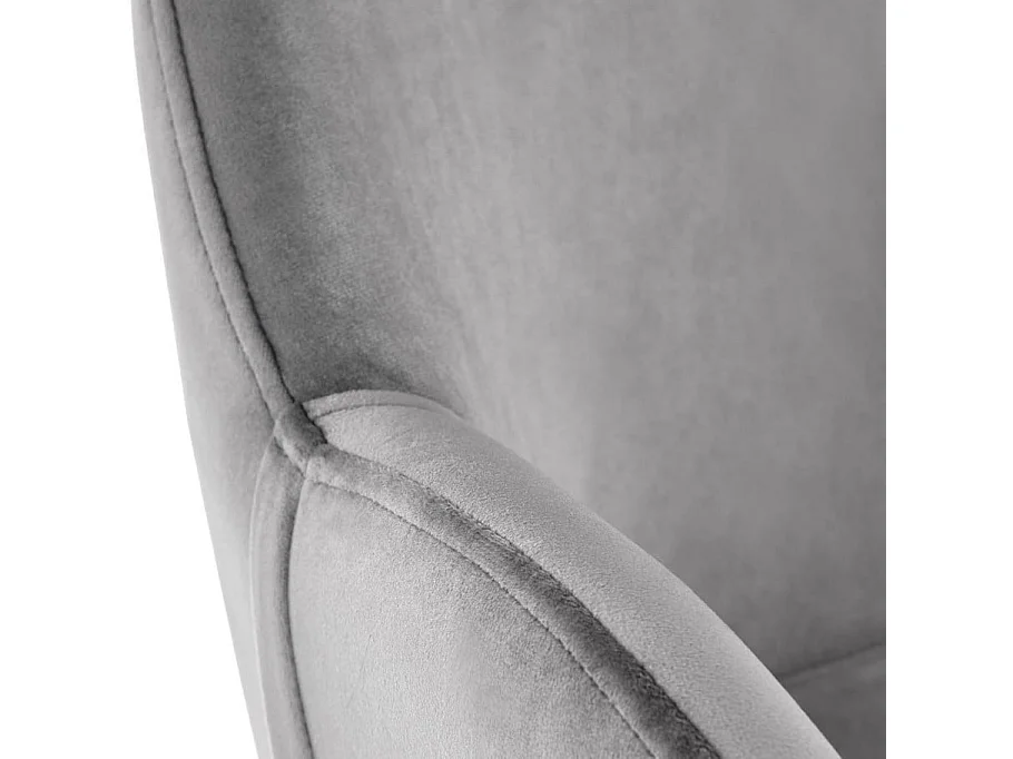 Chaise contemporaine en velours gris avec accoudoirs et pieds en métal noir DOVE