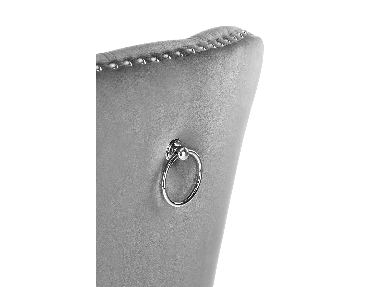 Chaise capitonnée en velours gris avec pieds noirs en bois massif BERENICE