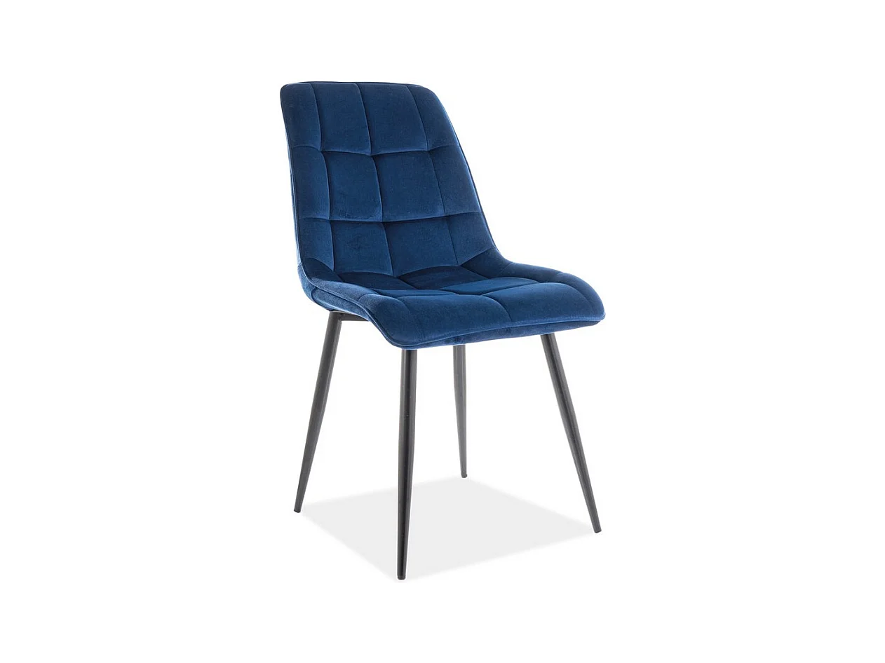 Chaise design velours bleu pieds noirs Harriet