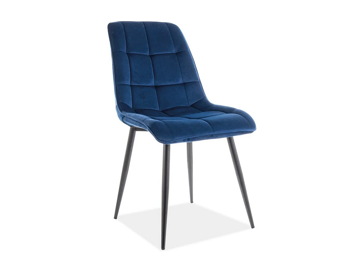 Chaise design velours bleu pieds noirs Harriet