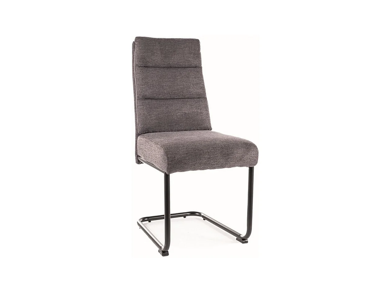 Chaise design en tissu gris foncé avec piètement en métal noir Marilou