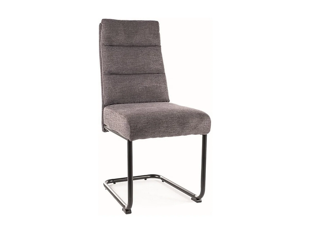 Chaise design en tissu gris foncé avec piètement en métal noir Marilou