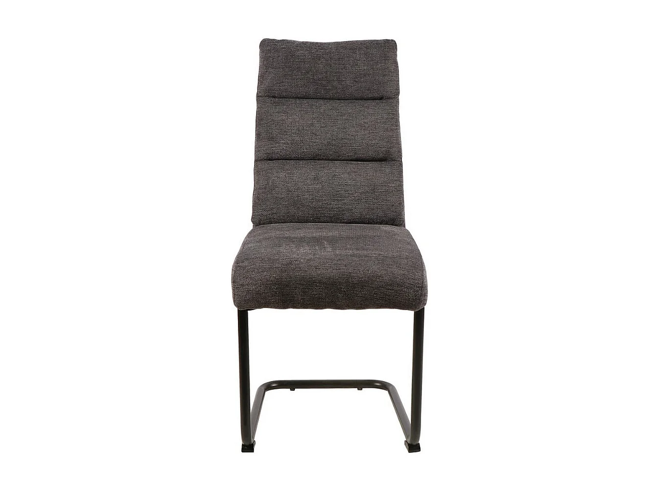 Chaise design en tissu gris foncé avec piètement en métal noir Marilou