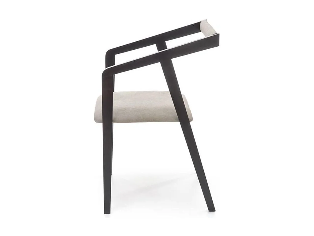 Sedia di design con struttura in legno massiccio nero e velluto grigio OCTANT