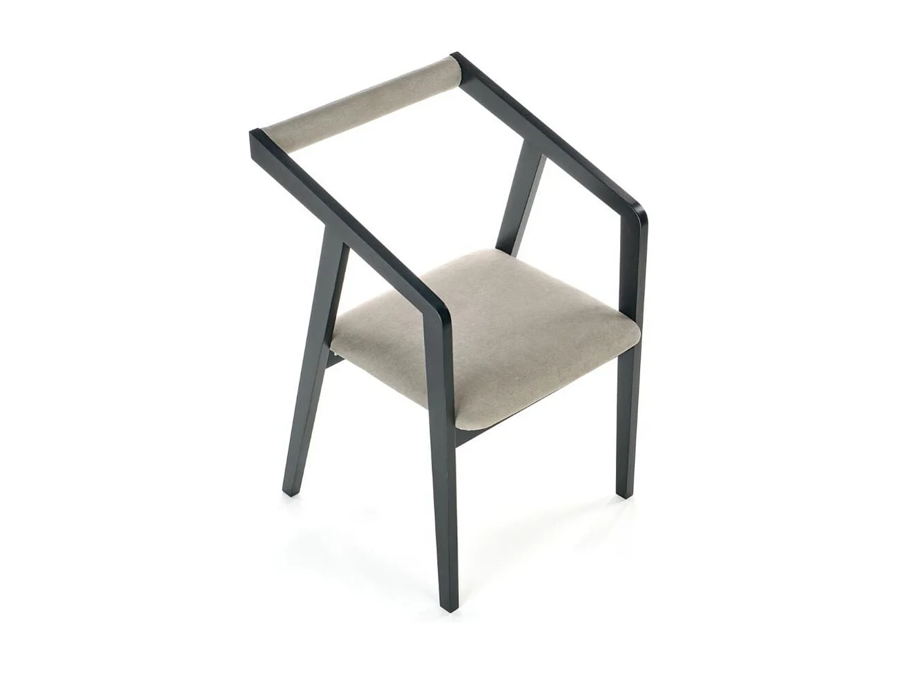 Sedia di design con struttura in legno massiccio nero e velluto grigio OCTANT