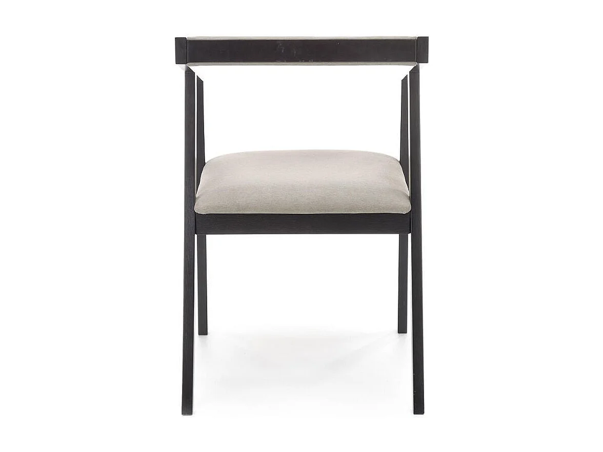 Sedia di design con struttura in legno massiccio nero e velluto grigio OCTANT