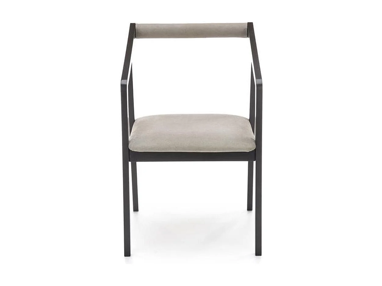 Sedia di design con struttura in legno massiccio nero e velluto grigio OCTANT